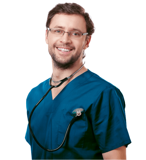 an image of a male doctor dressed in scrubs